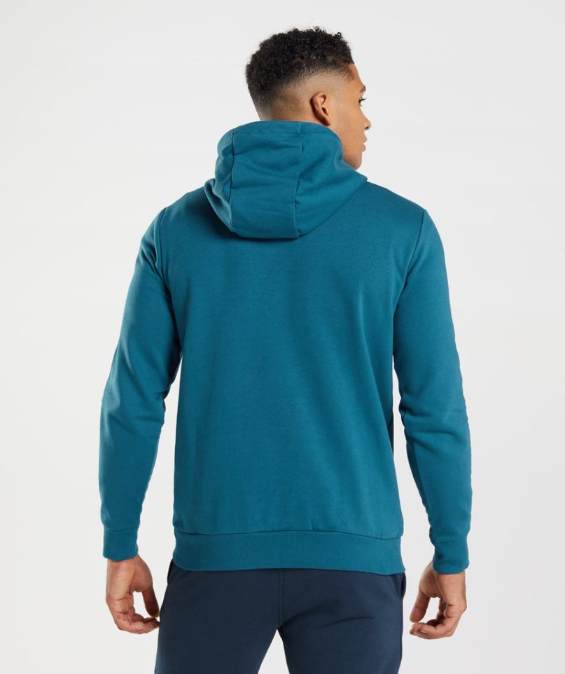 Bluzy Z Kapturem Gymshark Sharkhead Infill Męskie Niebieskie | PL 734MDI